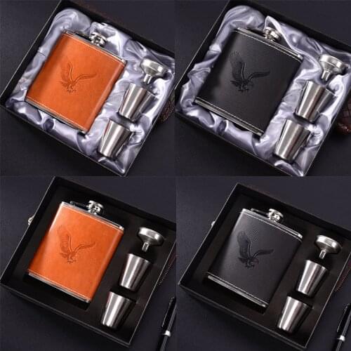 Hip Flask Drinkware Groom Gift Portable With Box Pocket Whisky Bottle Stainless Steel Russian Wine Mug 7 oz