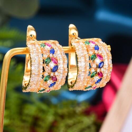 JIMBORA High Quality Luxury серьги Earrings For Women Wedding Cubic Zircon CZ Party Indian earrings for women серьги 2021 тренд