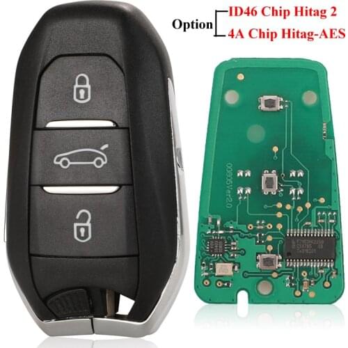 Jinyuqin Smart Keyless Go Remote Key 3 Buttons 433MHz 4A PCF7945 ID46 chip for Peugeot 308 408 508 5008 Emergency key HU83/VA2