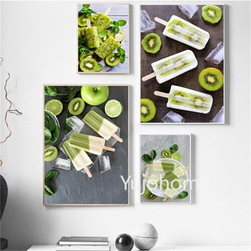 Homemade Ice Cream Kiwi Canvas Painting Posters And Prints Wall Art Pictures For Kitchen Baking Coffee Shop Wall Art Home Decor