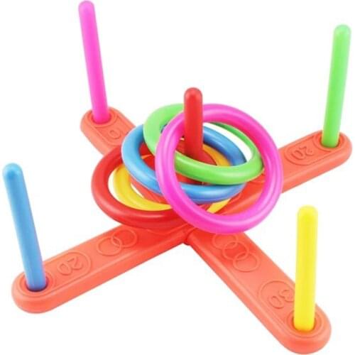 1 Set Hoop Ring Toss Quoits Plastic Ring Throwing Ferrule Funny Kids Outdoor Sport Toys Cross Garden Game Pool For Children Gift
