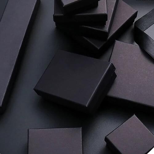 MADALENA SARARA 20pcs/lot Jewelry Box Kraft Paper Box Black Color Multi Sizes For Earrings Bracelet Necklace Storage Gift Box