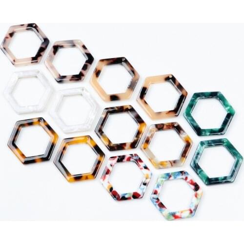 Leopard Print,Tortoise Shell Earring Charm,Acetate Acrylic,Hexagon Shaped,Boho,Earring Parts,Ohrringe finding,27X24mm-ACE267