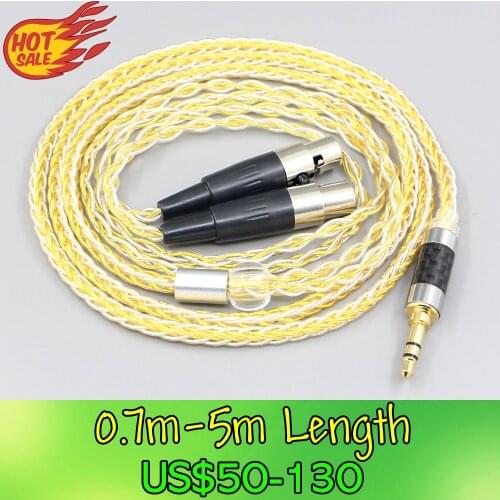 LN007332 8 Core Silver Gold Plated Braided Earphone Cable For Meze Empyrean Monolith M1570 Headphone