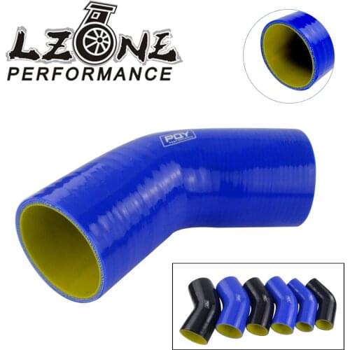 LZONE - Blue/Black&Yellow 2.5" 63mm 45 Degree Elbow Silicone Hose Pipe Intercooler Turbo Intake Pipe Coupler Hose JR-SH4525-QY