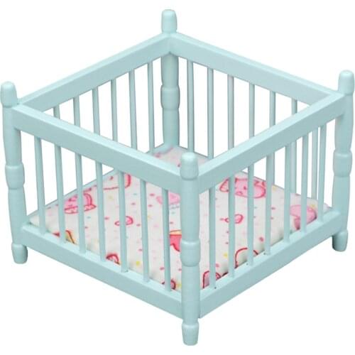 1/12 Scale Doll House Baby Bed Miniature Mini Furniture Model for Kids Life Scene Decoration Crafts Ornament Accessories Gifts