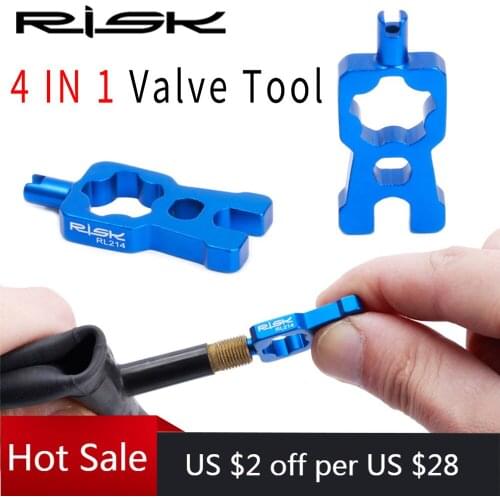 RISK 4 IN 1 Bike Valve Core Tool Multifunction Wrench Presta Tire Valve Caps Portable MTB Road Bicycle Removal Installation Tool