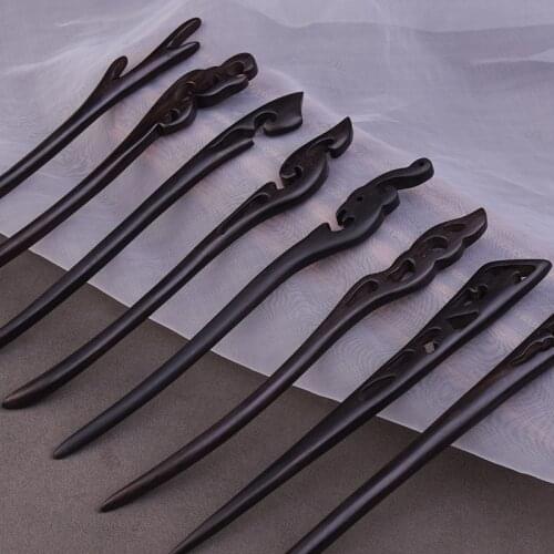 Fashion Women Elegant Ebony Pin Hairpin Ancient Style Hair Accessories Retro Chinese Style Holder Bridal Hanfu Headdress