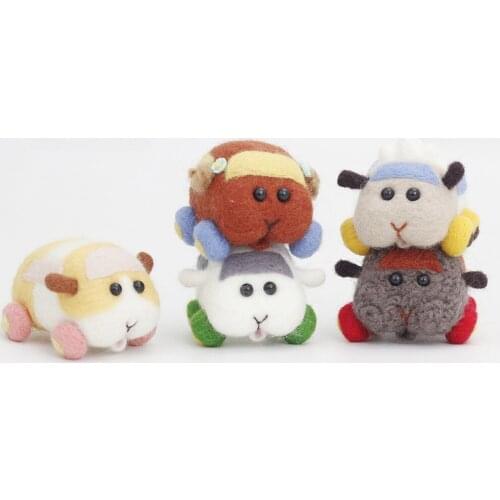 Unfinished Fashion Guinea Pig Mouse Car Animal Wool Toy Doll Women Handmade Needle Felt Kit Package DIY Gift For Kids Children