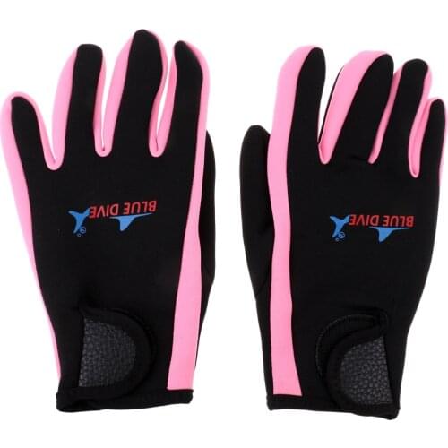 Wetsuits Gloves 1.5mm Premium Neoprene Scuba Diving Surfing Snorkeling Five Finger Glove (Pink/Black)