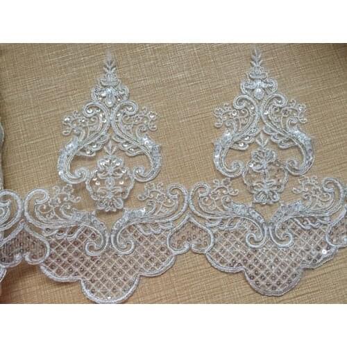 Delicate 1Yard Width 24cm Chantilly Lace Fabric DIY Sequins Car Bone Sewing New Arrival Wedding Lace Trim For Garment YYN337