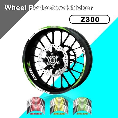 Strips Motorcycle Wheel Tire Stickers Car Reflective Rim Tape Motorbike Bicycle Auto Decals FOR KAWASAKI Z300 Z 300