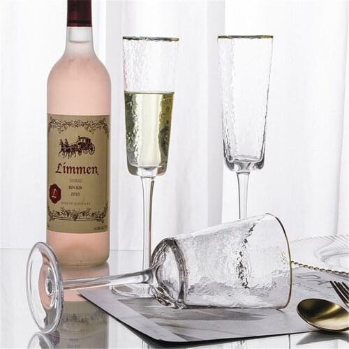 Factory offer Nordic light luxury hammer eye grain wine glass trig glass family goblet
