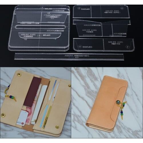 1Set DIY Leathercraft Cutting Women Long Wallet Durable Acrylic Leather Template 21*10*2cm