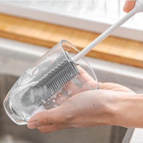 Bottle Brush Cup Scrubbing Silicone Kitchen Cleaner For Washing Cleaning Bottle Brush With Handle Cleaning Utensils Brush Glass