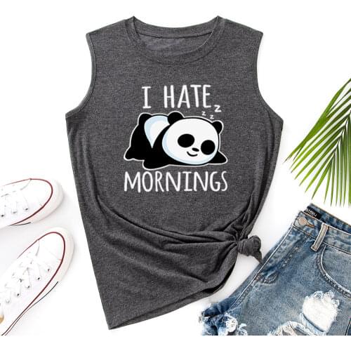 Cute Panda Bear Funny Tank Tops Women Vest Tanks Top Summer Shirt Sleeveless T-Shirts Casual Muscle Fitness Tee Shirts Clothes