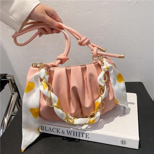 Armpit bag woman bag 2021 new retro fashion silk scarf chain fold bag simple shoulder messenger bag satchels handbags purse