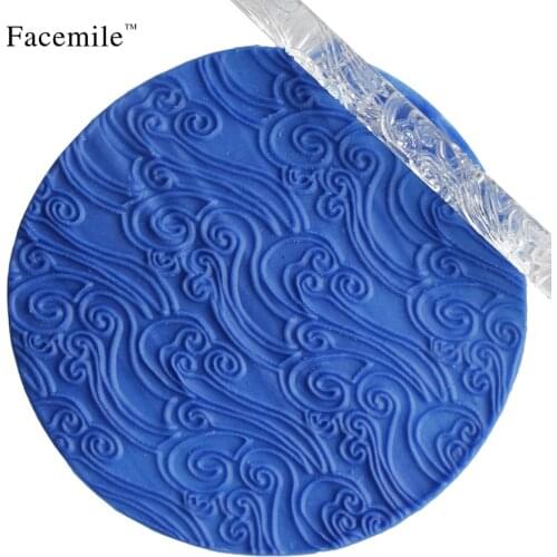Texture embossing acrylic Rolling Pin Sea Wave for sugar craft Fondant Cake Tools Decoration 52018 Gift