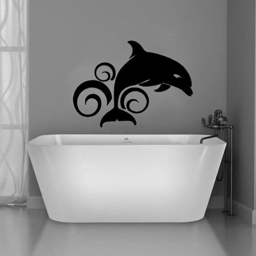 Dolphin Animal Vinyl Decals Bathroom Wall Stickers For Bedroom Home Decor Wall Ornament Wall Decal Sea Spindrift Design B476