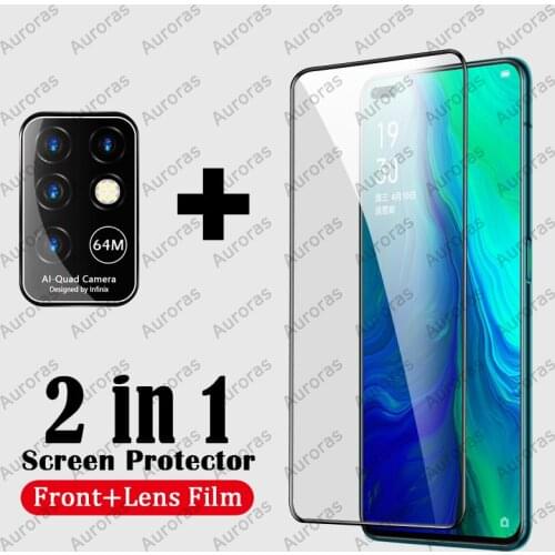 Auroras 2 in 1 Film For Infinix Note 8 Screen Protector Tempered Glass Film For Infinix Note 8 Lens Protector Glass Film