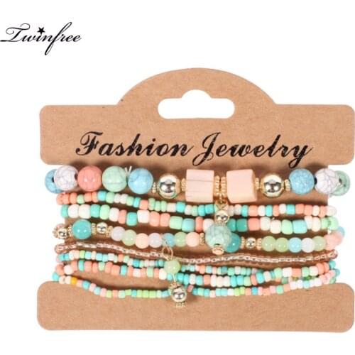 Colorful Beads Bracelets for Women Multilayer Elegant Yoga Beaded Bracelet Chain Gift Beach Holiday Wholesale