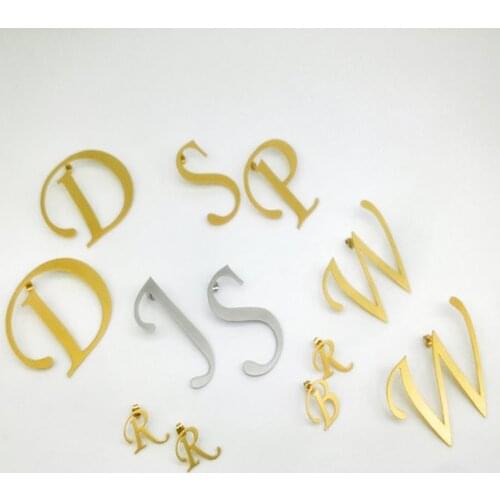 Fils Custom Earrings For Women Personalized A-Z 26 large Letter Pendant Earrings 2021 New Stainless steel Sisters Jewelry Gift