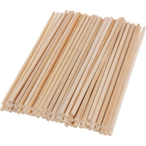 100Pack Pieces Round Blank Unfinished Balsa Wood Wooden Dowel Rod Pole for