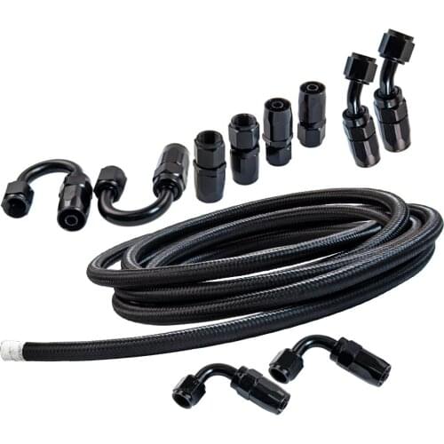 11pcs Stainless nylon Steel Braided Oil fule Hose w/ 6-an hose end fittings