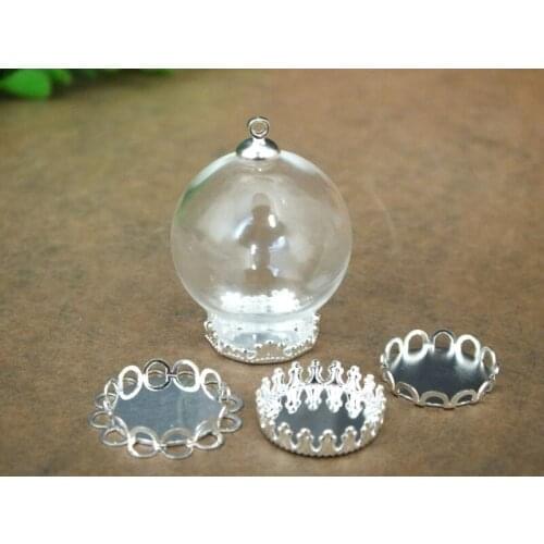 25x15mm Handmade glass globe ball with Different shapes silver plated base glass vial jewelry pendant , without chain