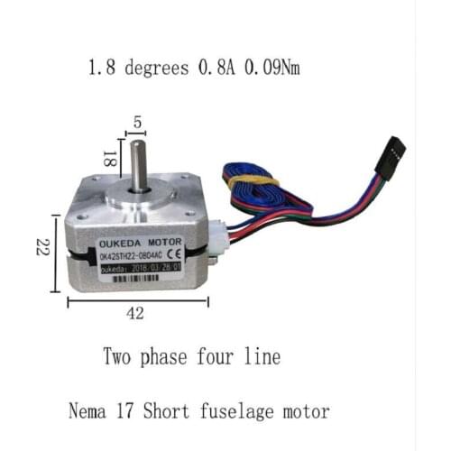 42 stepper motor body length 22mm 0.09Nm 1.8 degrees two-phase four-wire thickness 22MM
