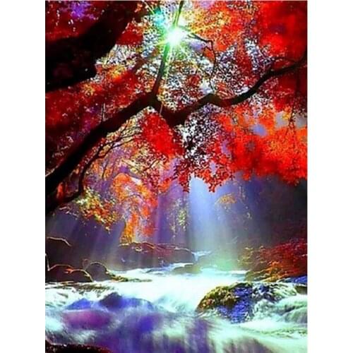 5D Diy Diamond Painting Forest Landscape Waterfall 3D Diamond Embroidery Cross Stitch Scenery Wall Home Decor Gifts