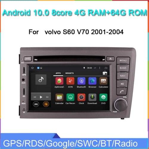 7inch 1024*600 HD android 10 car dvd player for volvo S60 V70 2001-2004 with gps navigation octa core 4g ram 64g rom wifi
