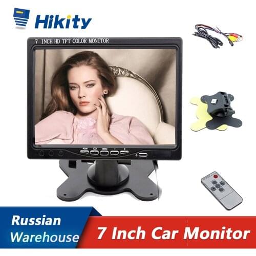 Hikity 7 inch LCD Car Monitor Rearview Screen HDMI VGA DVD Digital Rear View Display HD Resolution For Rearview Reverse Camera