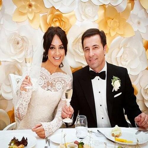 72PCS SET Cardboard Paper Giant Flowers Simulation Handmade Wedding Flower For Wall Decoration Backdrop Deco 2.3X3.0 meters