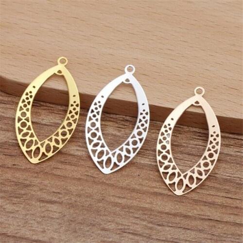 SIXTY TOWFISH 20 Pieces 20*37mm DIY Jewelry Accessories Handmade Materials Charms Brass Flower Filigree Flower Slice