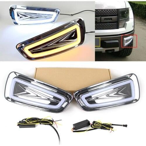 1 Pair Car LED Daytime Running Fog Lights Turn Signal Lamp for Ford F150 Raptor SVT 2009 2010 2011 2012 2013 2014 2015