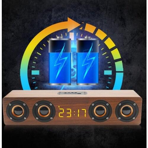 20W Wireless Wooden Bluetooth Speaker HIFI Stereo Portable Bass Column Subwoofer Soundbar Big Power Loudspeaker Handsfree TF AUX