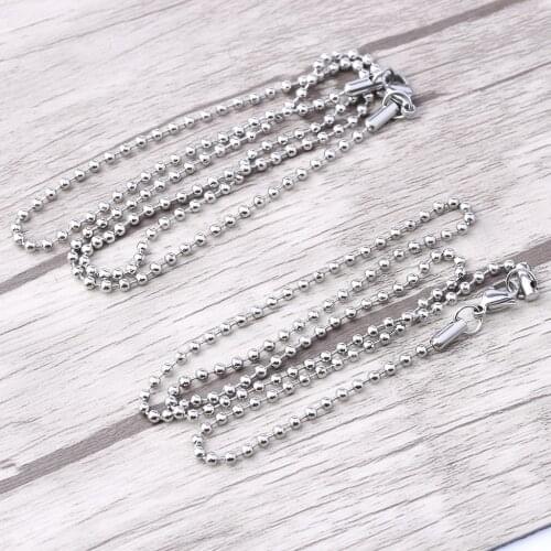Reidgaller 5pcs 50cm long 2.4mm stainless steel beaded ball chain with lobster clasp diy necklace bulk chains for jewelry making