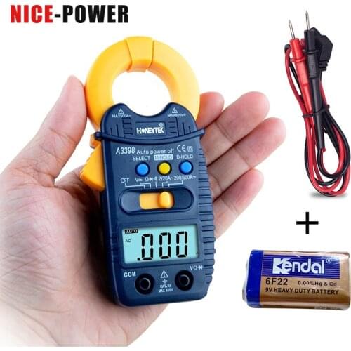 Mini Digital Clamp Multimeter Meter Tester Current AC/DC Voltage Resistance Capacitance Frequency Tester Detection,With battery