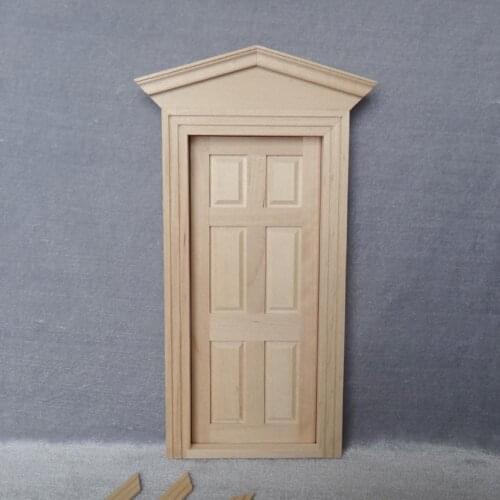 Wooden Blank 6 Panel Door Model Kids Toy DIY Miniature 1/12 Doll House Decor 6 panel door design modern elements fine texture
