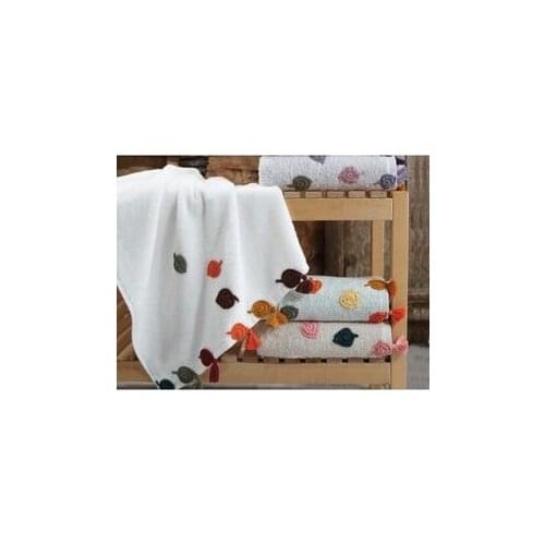 DowryWorld-Angelina Poppy Tasseled Hand Face Towel %100 Cotton