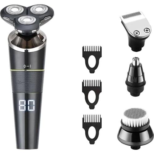 4 in 1 Electric Razor Shaver Mens Shaving Machine LCD Display Multifunctional Hair Beard Clippers Trimmers Wet-Dry Dual Use