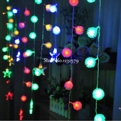 3.5M 96 LED Snowball Star Edelweiss Curtain String Lights Christmas Wedding Party Holiday Garden Decoration US/EU/AU/UK Plug
