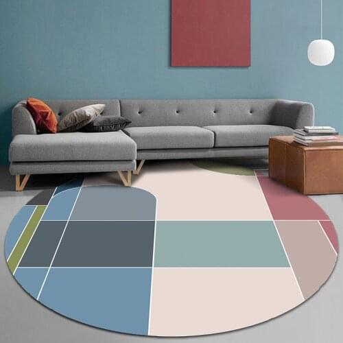 Washable Geometric Round Large Carpet Rugs Parlor Floor Mats Carpets for Living Room Bedroom Modern Non-slip Kids Play Area Rugs
