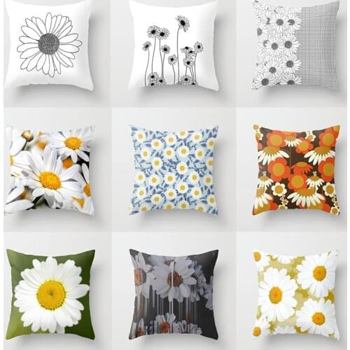 Daisy Cushion Cover flower Pattern Sofa Pillow Cases Bedroom Home Decor Car Office Decorative Accessories