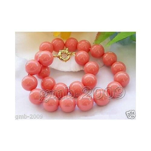 Nobility Quartz crystal natural CORAL 17.5" 9-10mm Round Coral Pink South Sea Shell Pearl Necklace AAACZ Luxury Ms. girl