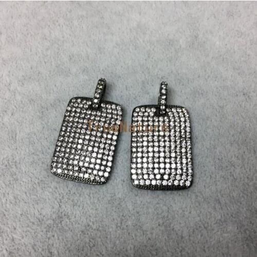 Gun Black Metal Crystal Charms Pave Zircon Pendants With Single Bail For Necklace In 27*18 mm PM5187