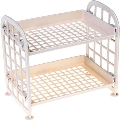 Double Layer Hollow Shelf Plastic Cosmetics Desktop Finishing Bathroom Accessories Organizer Storage Rack 2 Tier Shelf Holder