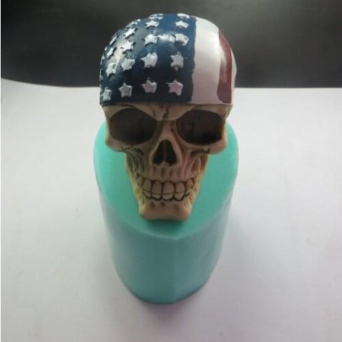 QT0003 Silicone Mold Skull Silicone Soap Mold with American Flag 3d Handmade Candle Mold Food Grade Silicone High Quality PRZY