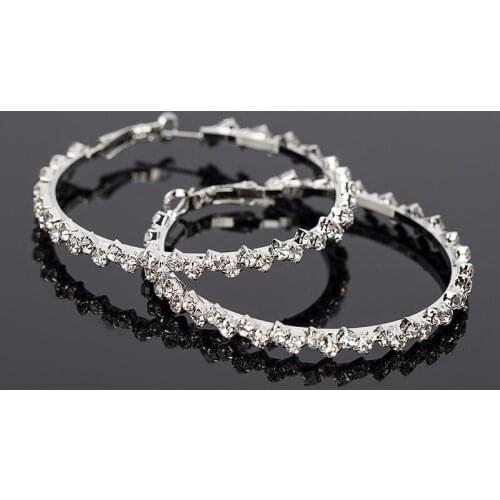 Luxurious Fashion Oversize Circle Hoop Earrings for Women Girl New Geometric Crystal Round Earring Brincos Party Jewelry Gift